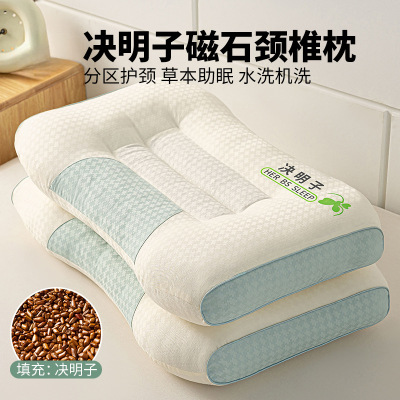 决明子磁石枕头护颈椎助睡眠枕芯成人家用一对宿舍睡觉专用低整头