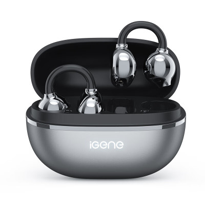 击音6.0蓝牙耳机耳夹式无线音乐跑步运动AI降噪长续航耳挂开放骨传导概念适用华为 Q3黑色