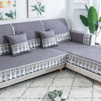 家柏饰(CORATED)四季通用防滑沙发垫坐垫子布艺全包萬能沙发套罩沙发盖布沙发巾 澜亭灰 70*70cm
