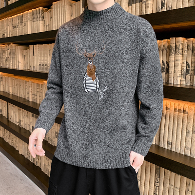 YUANSU毛衣男秋冬季初中高中学生半高领针织衫青少年帅气休闲潮流毛线衣毛衣