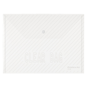 齐心 C318 A4 条纹按扣文件袋 透明 20个/套 透明