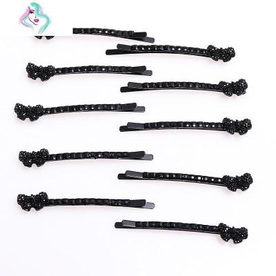 黑夹子一字夹镶钻发夹黑钻夹子刘海夹边夹顶夹弧形小卡子成人头饰你那么美蝴蝶10个装长度约6cm