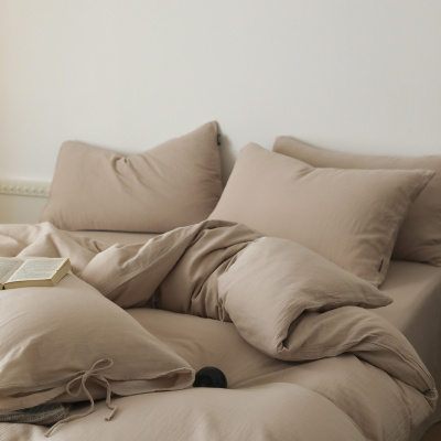 软糯双层纱床上四件套a类母婴级100纯棉被套床单日式简约用品