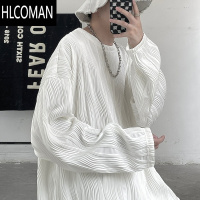 HLCOMAN高级感长袖T恤男秋季美式潮牌痞帅条纹体恤卫衣打底衫内搭上衣服