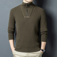 680g半高领拉链毛衣男冬季新款加厚保暖打底男士羊毛衫