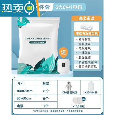 敬平抽真空压缩袋收纳袋被子家用衣服衣物羽绒服棉被专用电泵抽气袋子 ✔13件套[6大号+6中号]+电泵1个 组合套餐