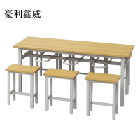 豪利鑫威餐桌6人学校食堂小吃店快餐桌椅饭堂防火板桌1800*600*750含椅