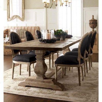 美式长方形实木餐桌复古做旧全实木吃饭桌欧式原木休闲咖啡厅桌椅