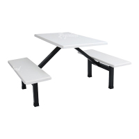 洛诗莲 LSL4040848玻璃钢餐桌椅组合食堂连体餐桌椅钢架条凳款