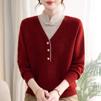 年冬装新款妈妈装毛衣时尚女大码宽松古风针织上衣中老年冬款