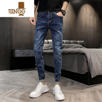 YANXU2023夏季薄款牛仔裤男潮牌韩版潮流修身小脚浅色九分休闲百搭裤子