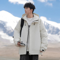 男装工装羽绒服冬季新款宽松加厚白鸭绒保暖冬装连帽夹克羽绒外套