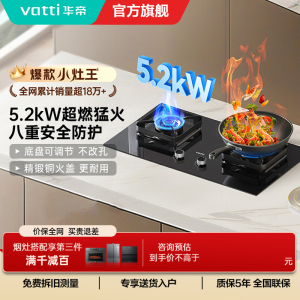 华帝(vatti)5.2KW火力燃气灶天然气双眼灶打火灶具厨房家用台式嵌入式可调节离子熄火保护JZT-i10070B