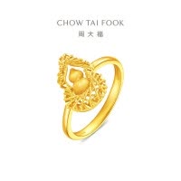 周大福爆闪福禄金丝葫芦足金黄金戒指女计价(工费520)EOF1632送生日礼物七夕礼物