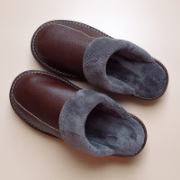 红秀世纺HXGPX011皮棉拖鞋均码棕色