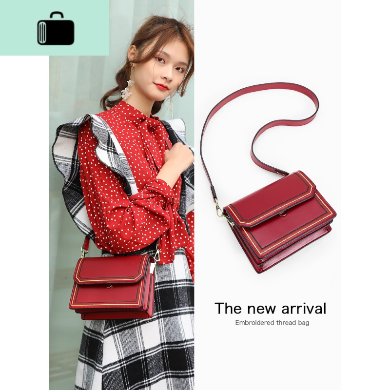 首美ins百搭包包2020新款宽带女包单肩斜挎包时尚2019红色小方包new