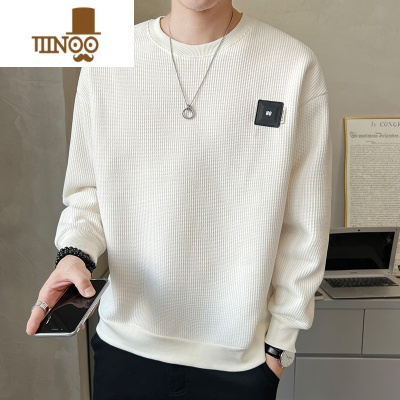 YANXU圆领卫衣男款2023新款潮牌宽松加绒加厚打底衫男士上衣