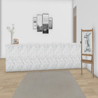 鹰利谨公司前台接待台办公吧台简约现代酒店咨询收银服务台鱼肚白岩板+灰木纹BT-58002