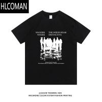 HLCOMAN朝南工作室 美式高街涂鸦短袖t恤男女潮牌情侣款百搭宽松半袖上衣