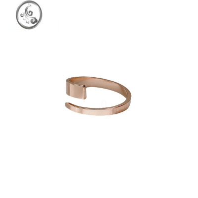 JiMi戒指高级感小众女设计ins冷淡风素圈开口可调节时尚个性钛钢食指