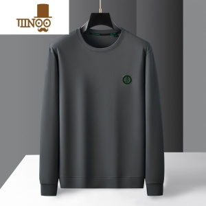 YANXU男士套头衫加肥大码宽松休闲长袖卫衣潮胖子圆领打底卫衣T恤
