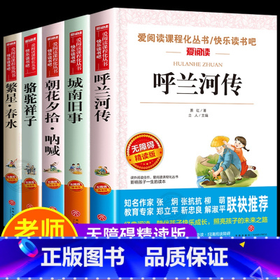 [全5册]城南+呼兰+朝花+骆驼+繁星 [正版]五年级下册必读的课外书 呼兰河传萧红著城南旧事林海音原著完整版俗世奇人冯