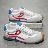 男鞋四季可穿新款潮流圆头百搭透气系带厚底德训休闲拼色舒适男鞋