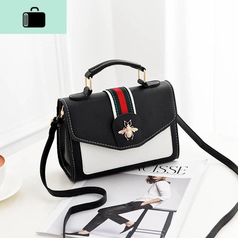 春夏上新包包女2020新款潮韩版时尚斜挎包休闲百搭单肩手提少女包NEW LAKE 黑色女斜挎包