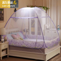 免安装蒙古包蚊帐1.8m床家用1.5m折叠回底防摔1.2米床学生宿舍 三维工匠