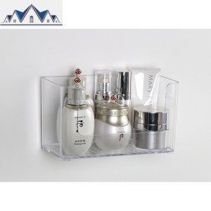 壁挂式化妆品收纳盒家用透明亚克力卫生间免打孔挂墙上浴室置物架 三维工匠