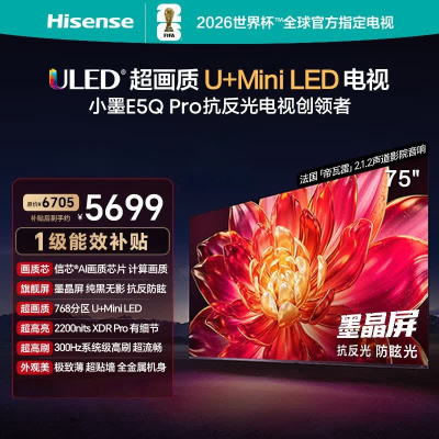 海信电视小墨E5Q Pro 75吋 超画质U+Mini LED 墨晶屏 信芯芯片 300Hz高刷