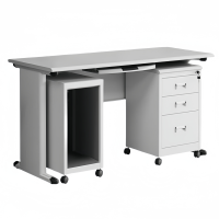 攸形钢制办公桌+1柜+键盘托160*70*75cm套