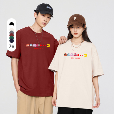 情侣纯棉T恤夏季新款短袖青少年宽松潮流圆领休闲百搭打底衫上衣