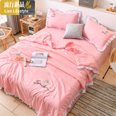 水洗棉四件套夏被夏天薄款被子可机洗夏凉被双人夏季空调被 三维工匠