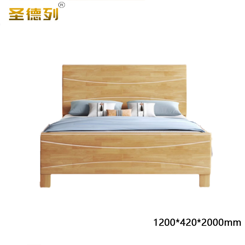 圣德列实木床弯线三块板床TM-812# 1200*420*2000mm
