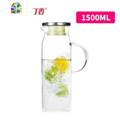 耐热可高温玻璃加厚防爆夏季冷水壶凉水壶大容量家用带盖套 FENGHOU 蒲公英EK17绿盖+清心杯4个+竹盘