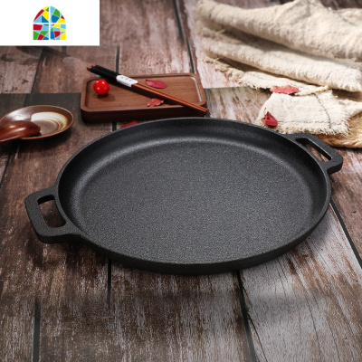 封后加厚铸铁无涂层鏊子煎饼锅平底锅生铁家用烙饼手抓饼锅煎饼档 FENGH 33cm[煎饼四件套]深2.5cm重2.8kg