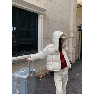 年新款韩版宽松立领连帽女冬季高级感加厚保暖面包服棉服