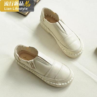 牛皮软底风复古街头真皮女鞋单鞋手工缝制软面牛皮平底鞋休闲鞋知义(ZHIYI)休闲鞋