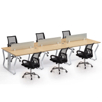 易企采 六人位含椅不含活动柜 职员屏风工位办公桌 360*120*75CM 单位:套