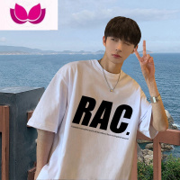 七斓红色美式短袖t恤男士潮牌痞帅夏季复古潮流大码oversize男款衣服