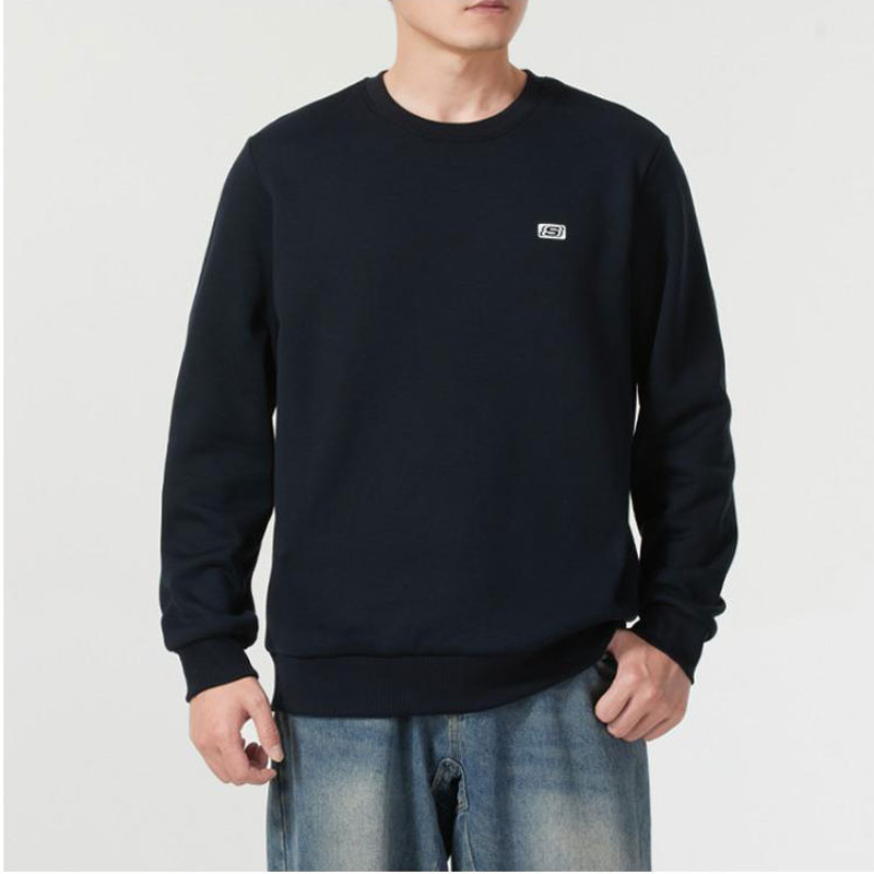 Skechers斯凯奇圆领卫衣男女同款新款情侣休闲运动服加绒保暖套头衫潮L324U155-0018 ZP