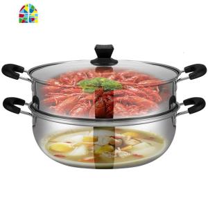 不锈钢蒸锅家用小2层馒头蒸笼煮大号鱼锅非304电磁炉专用三 FENGHOU 28cm三层(1层蒸+1层煮)