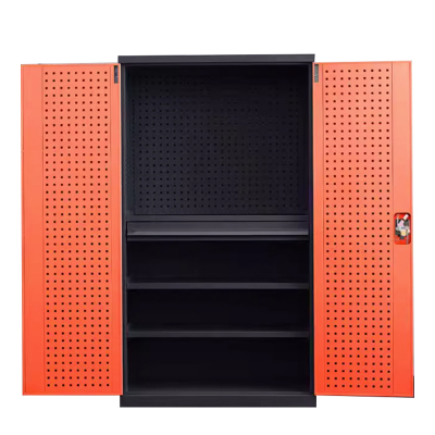 汉诺鑫威重型工具柜车间用加厚物件工具储物柜工厂铁皮柜汽修厂零件收纳柜橘色四层一抽带挂板