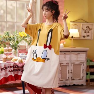 女士睡衣裙夏季薄款裸感睡裙子长款宽松大码外出夏天