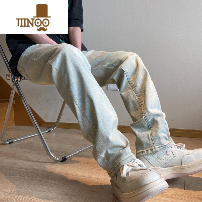 YANXU牛仔裤男款夏季潮流黄泥色水洗直筒裤子美式高街vibe潮牌休闲长裤