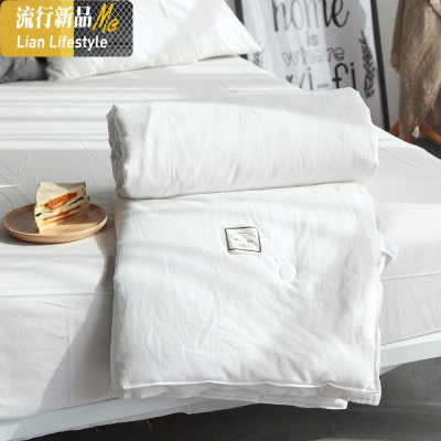 北欧简约棉色夏被 色简易夏凉被芯空调被可水洗薄被子 三维工匠