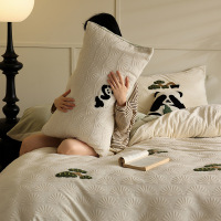 绽放青松丨A类立体牛奶绒毛巾绣四件套秋冬加厚保暖床单被套