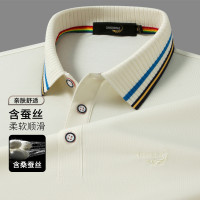 鳄鱼恤CROCODILE 夏透气亲肤条纹商务POLO衫男短袖T恤