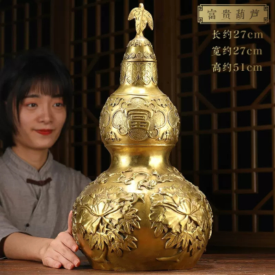 美帮汇铜葫芦铜开口八卦葫芦摆件客厅玄关家居装饰品摆设